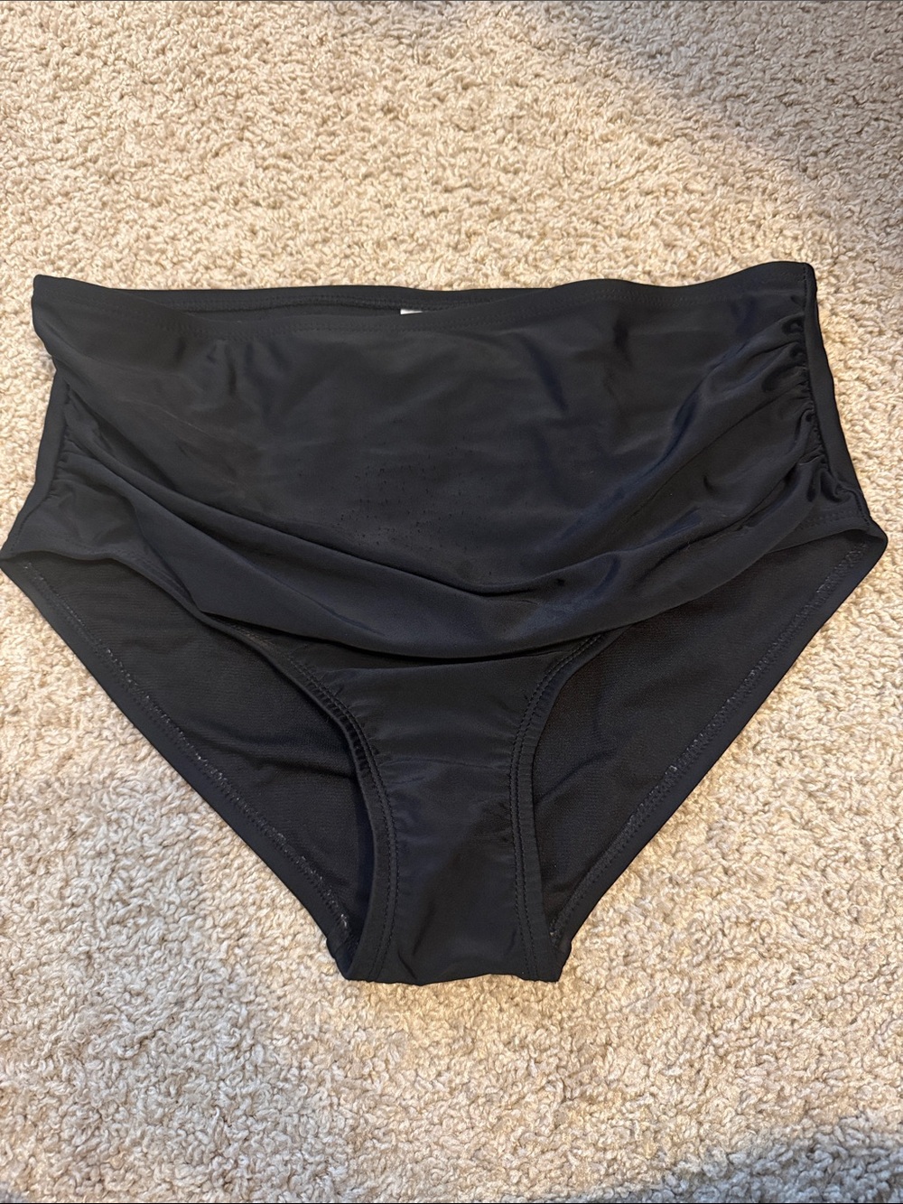 High-Waist Black Swim Bottom with Front Ruching